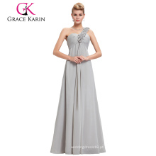 Grace Karin Chiffon Andar Comprimento One Shoulder floral strap Longo tamanho grande vestido de noite feminino vestido CL3402-3 #
